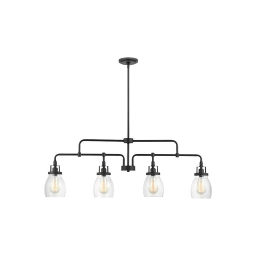 Sea Gull Lighting Belton 4 Light Island Pendant, Black/Seeded - 6614504-112