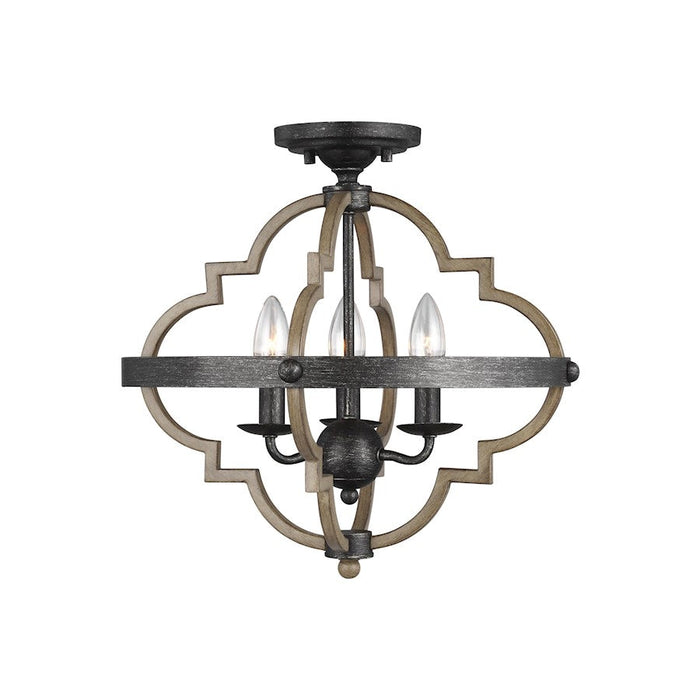 Sea Gull Lighting Socorro 3 Light Semi-Flush Mount, Stardust - 7724903-846