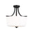 Sea Gull Kemal 3 Light Semi-Flush Mount, Midnight Black/White - 7728803-112