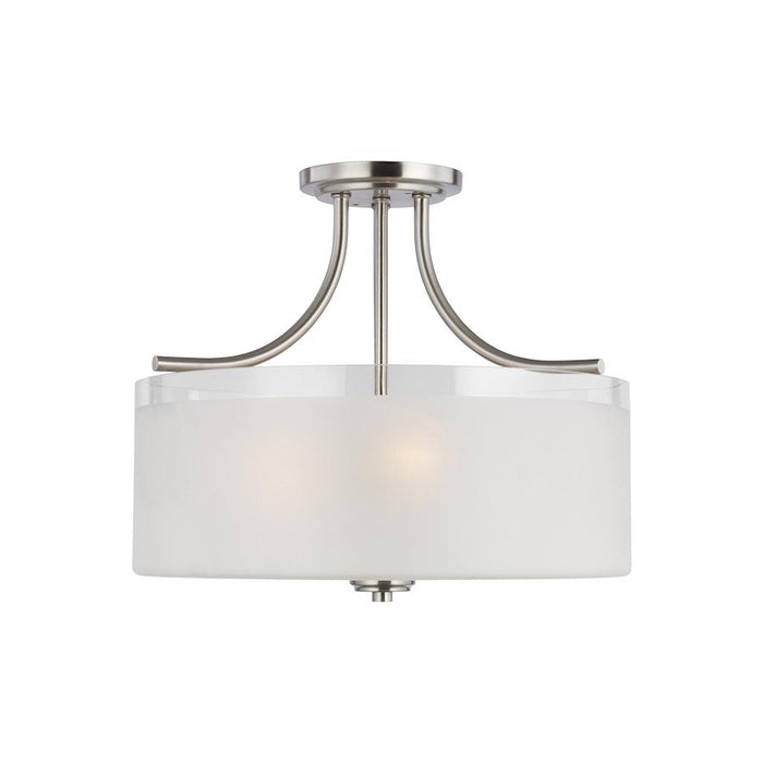 Sea Gull Norwood3 Light Semi-Flush Mount, Nickel/Clear Satin - 7739803-962