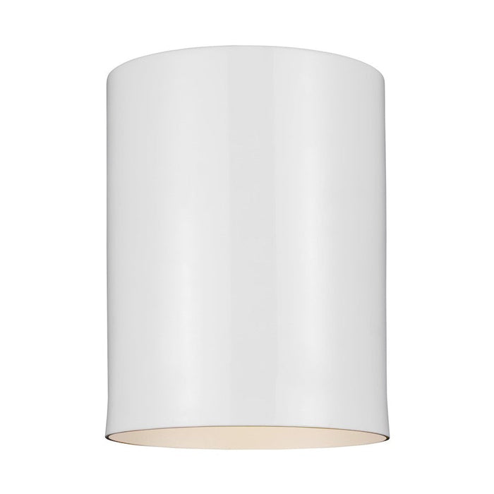 Sea Gull Lighting Cylinders 1 Light Outdoor Flush Mount, White - 7813801-15