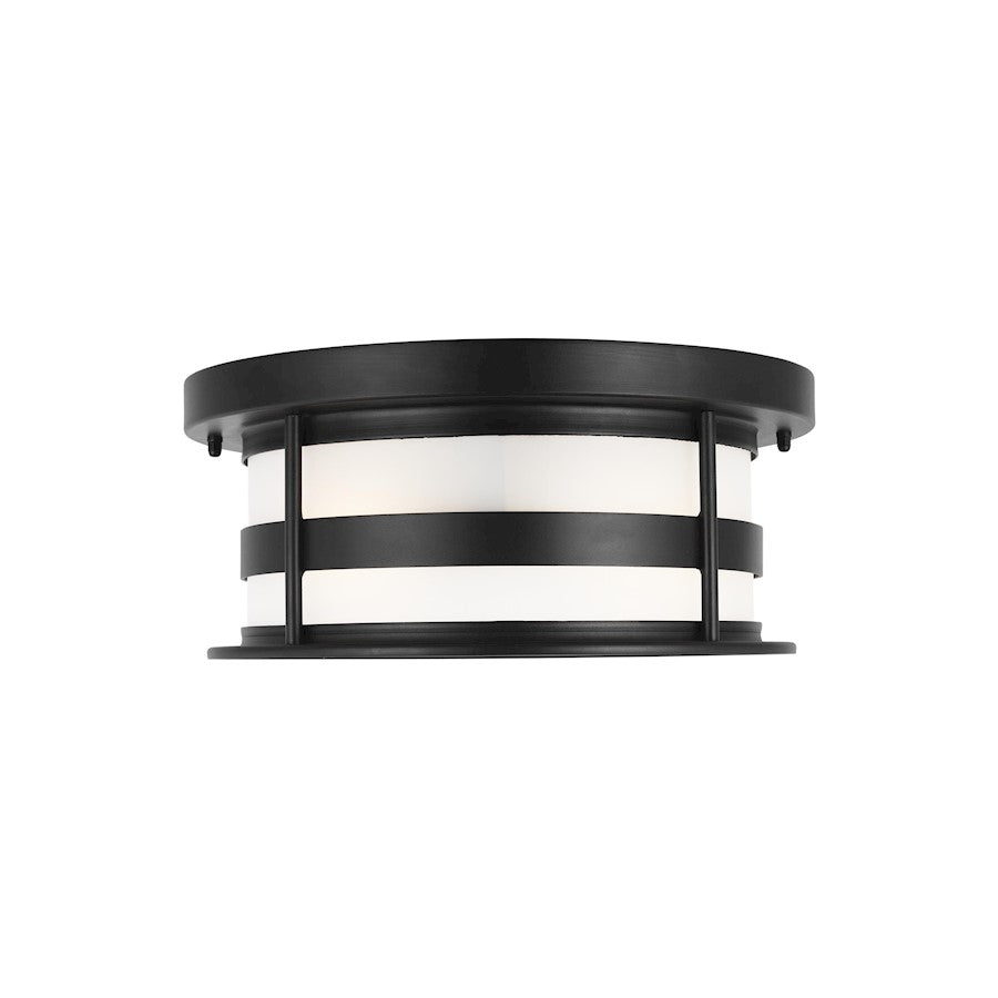 Sea Gull Lighting Wilburn 2 Light Outdoor Flush Mount, Black/Satin - 7890902-12