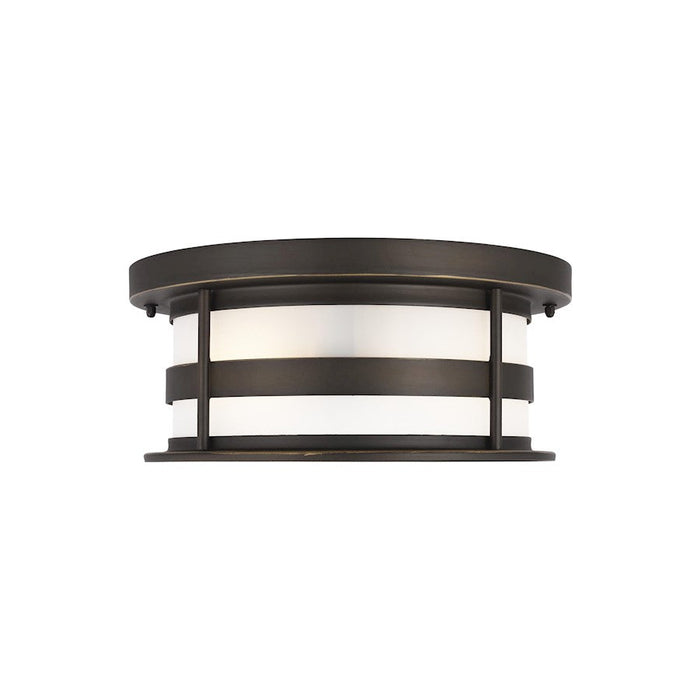 Sea Gull Lighting Wilburn 2 Light Outdoor Flush Mount, Bronze/Satin - 7890902-71