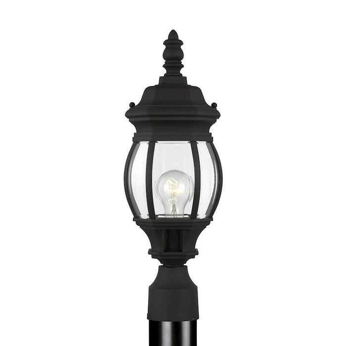 Sea Gull Wynfield Small 1-LT Outdoor Post Lantern, Black/Clear/Clear - 82202-12