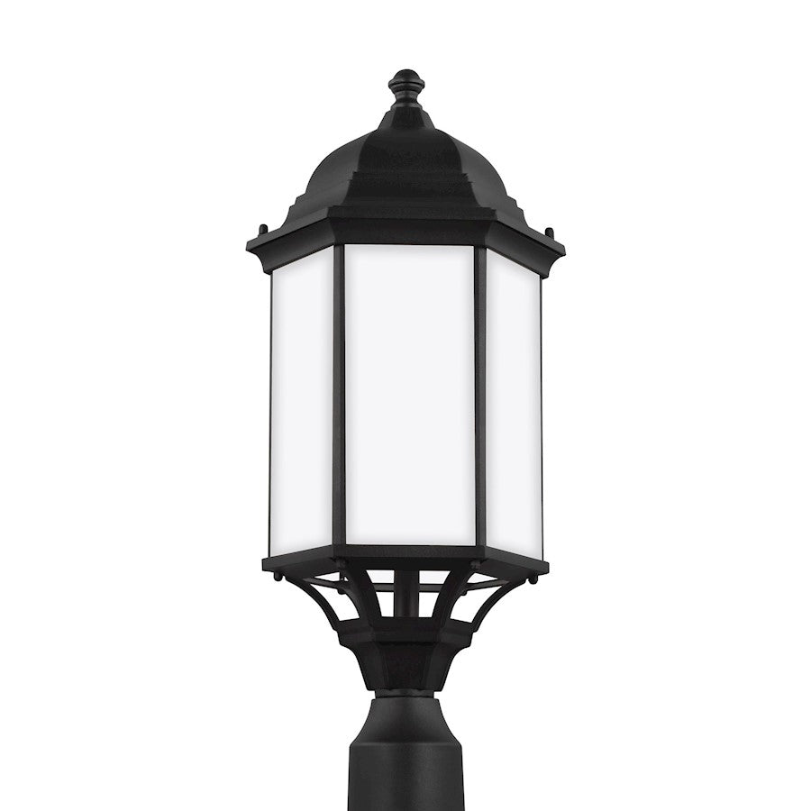 Sea Gull Sevier Large 1 Light Outdoor Post Lantern, Black/Satin - 8238751-12