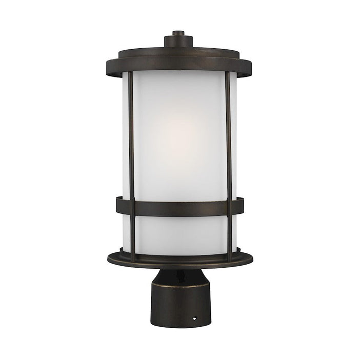 Sea Gull Wilburn 1 Light Outdoor Post Lantern, Bronze/Satin - 8290901-71