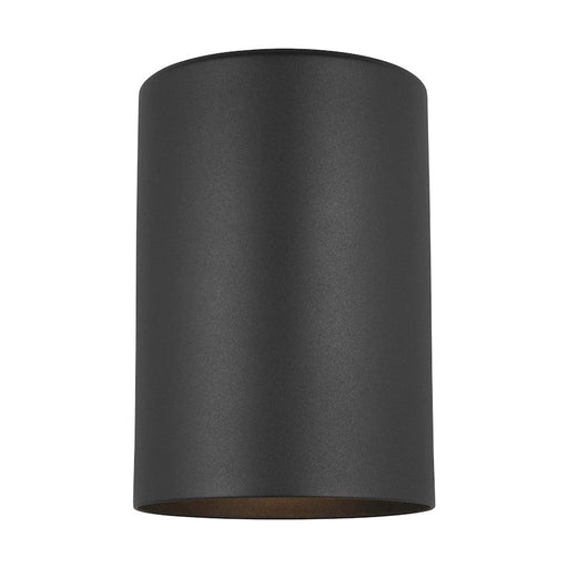 Sea Gull Outdoor Cylinders Small 1-LT Outdoor Wall Lantern, Black - 8313801-12