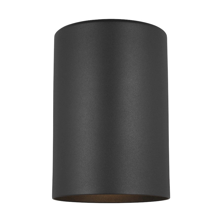 Sea Gull Outdoor Cylinders Small 1-LT Outdoor Wall Lantern, Black - 8313801-12