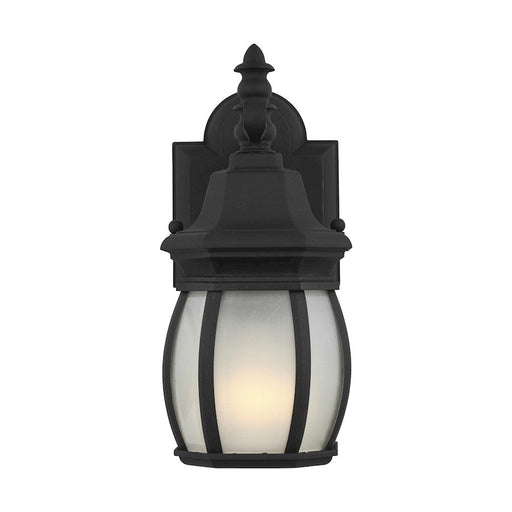 Sea Gull Wynfield 1 Light 11.25" Outdoor Wall Lantern, Black/Frosted - 89104-12