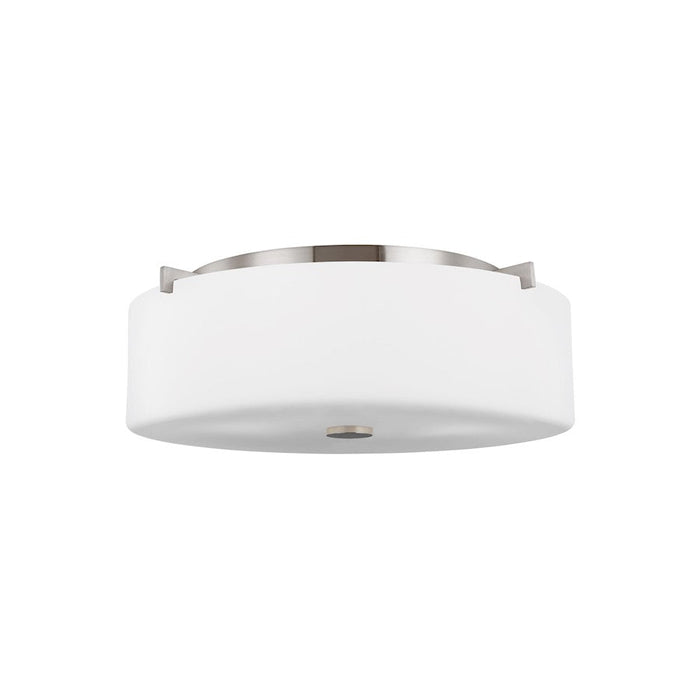 Sea Gull Lighting Sunset Drive Large 3 LT Flush, Steel/White Opal - FM312BS