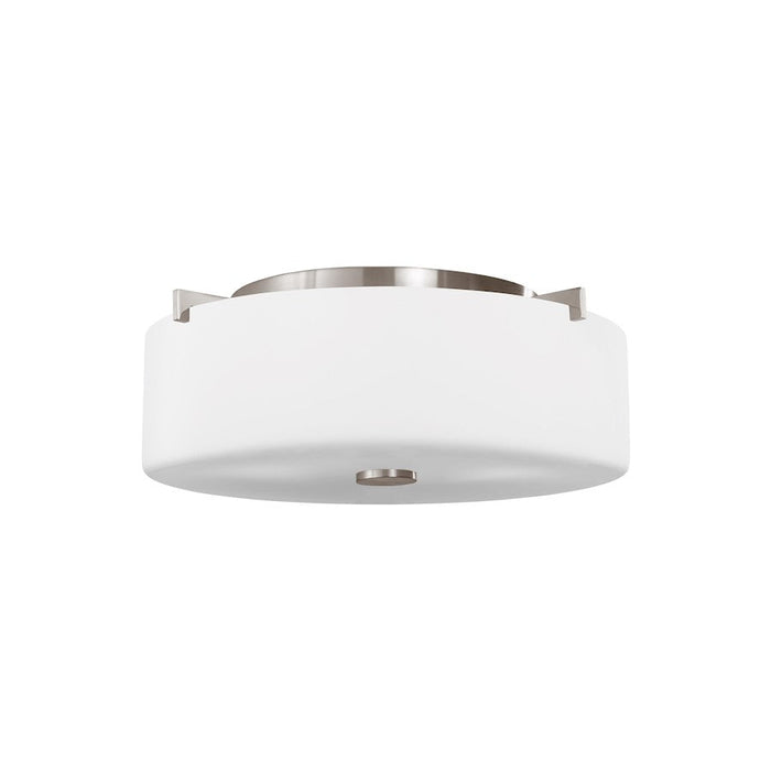 Sea Gull Lighting Sunset Drive Small 2 LT Flush, Steel/White Opal - FM313BS