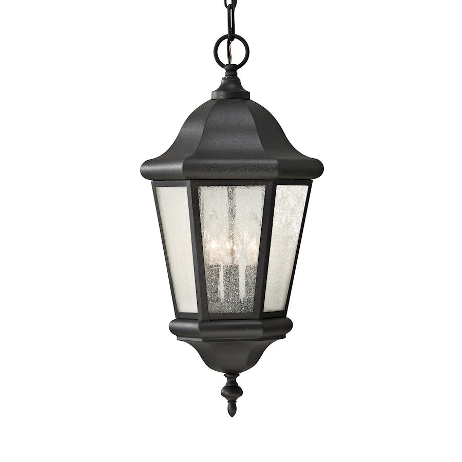 Sea Gull Lighting Martinsville 3-LT Out Pendant Lantern, Black/Seed - OL5911BK