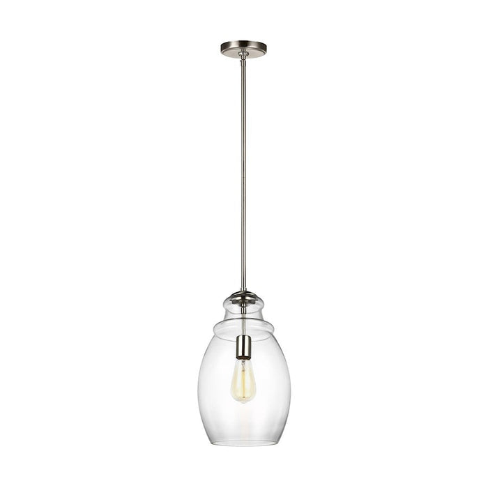 Sea Gull Lighting Marino 1 LT Pendant, Satin Nickel/Clear - P1484SN