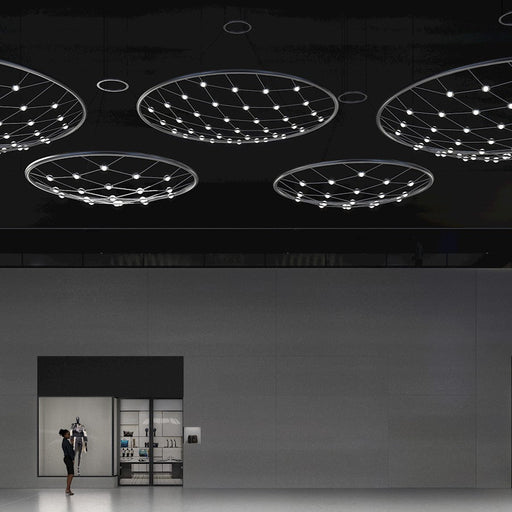 Sonneman Constellation 1 Light Pendant, Bright Aluminum/Halo