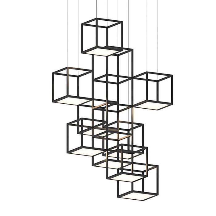 Sonneman Cubix 9-Light Vertical LED Pendant, Satin Black - 24Z0004