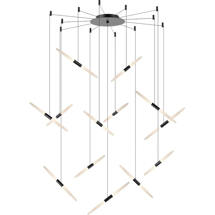 Sonneman Ballet 13 Light Swag LED Pendant, Satin Black/Frosted Shade - 2895-25