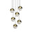 Sonneman Grapes 6 Light Round Large LED Pendant, Brass/Clear - 2915-14-LRG