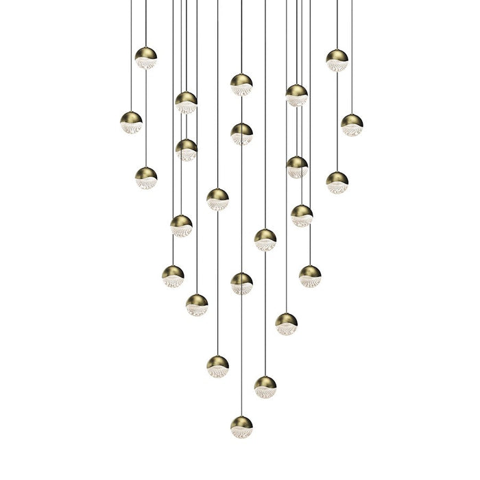 Sonneman Grapes 24 Light Round Small LED Pendant, Brass/Clear - 2918-14-SML