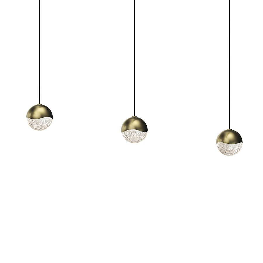 Sonneman Grapes 3 Light Rectangle Small LED Pendant, Brass/Clear - 2920-14-SML