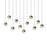 Sonneman Grapes 11 Light Rectangle Medium LED Pendant, Brass/Clear - 2922-14-MED