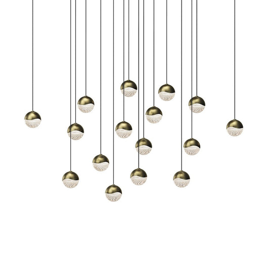 Sonneman Grapes 16 Light Square Small LED Pendant, Brass/Clear - 2923-14-SML