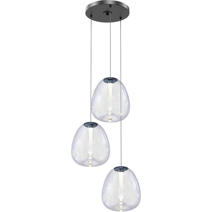 Sonneman Mela 3 Light LED Cluster Pendant, Satin Black/Dichroic Shade - 3074-25