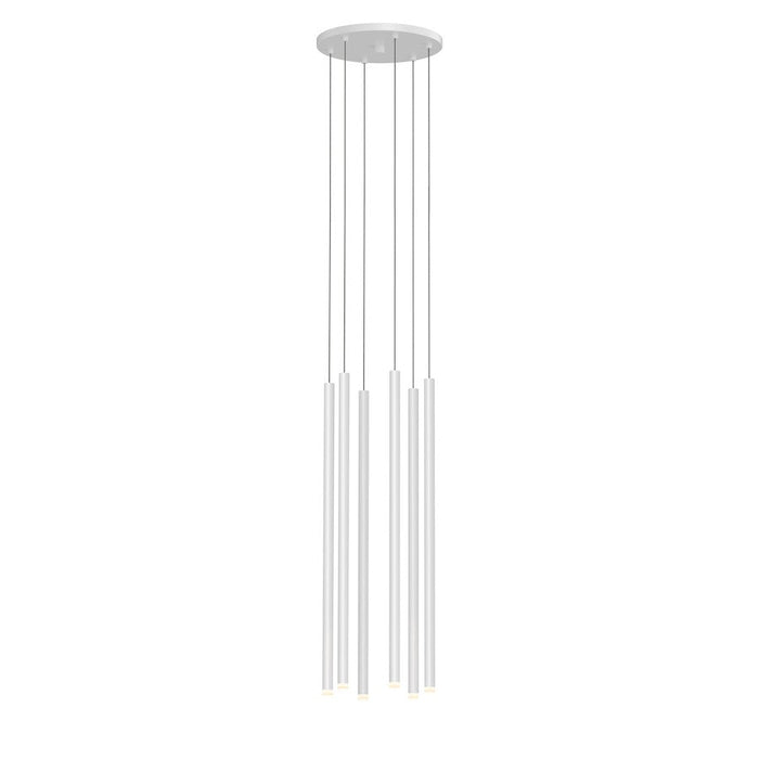 Sonneman Light Chimes 6-Light LED Cluster Pendant, Satin White/Frosted - 408060