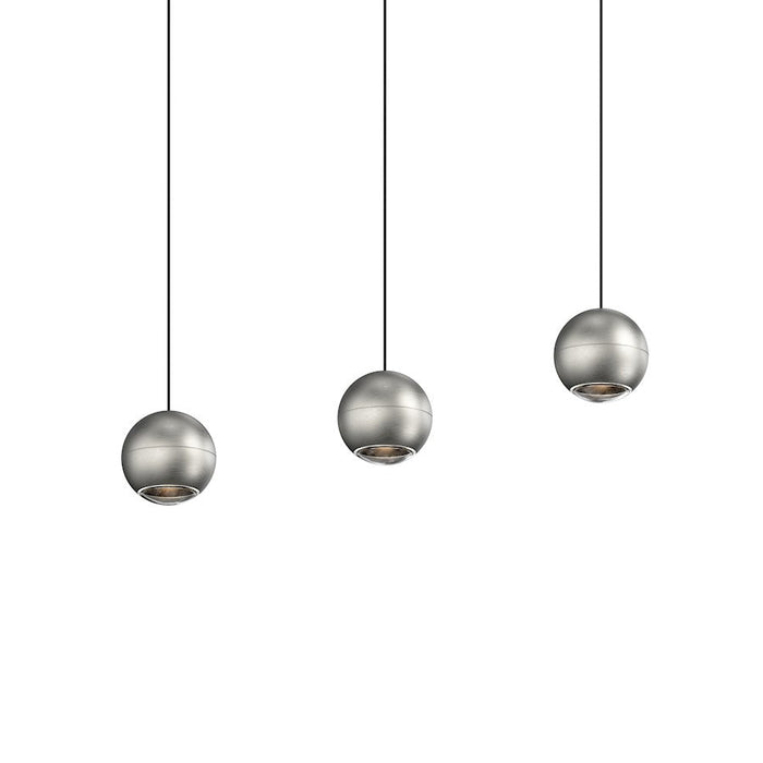 Sonneman Hemisphere 3 Light Linear Pendant, Natural Anodized/Clear - 7506-77