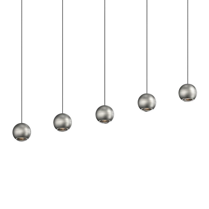 Sonneman Hemisphere 5 Light Linear Pendant, Natural Anodized/Clear - 7508-77