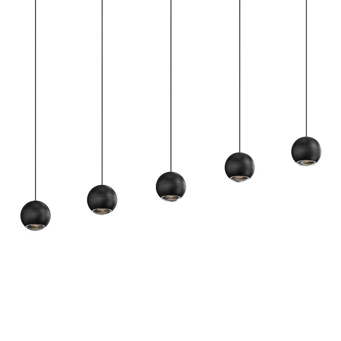 Sonneman Hemisphere 5 Light Linear Pendant, Textured Black/Clear - 7508-97