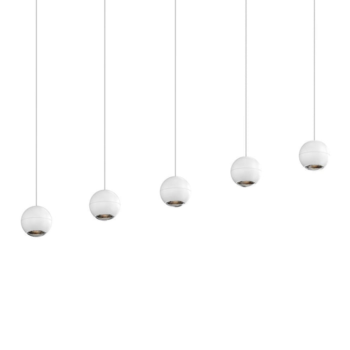 Sonneman Hemisphere 5 Light Linear Pendant, Textured White/Clear - 7508-98