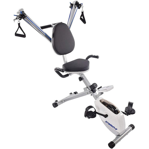 Stamina Exercise Bike and Strength System, White/Blue - 15-0344