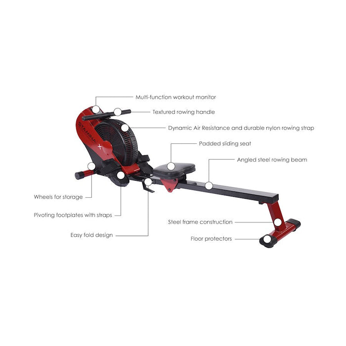 Stamina ATS Air Rower 1401, Black/Red - 35-1401