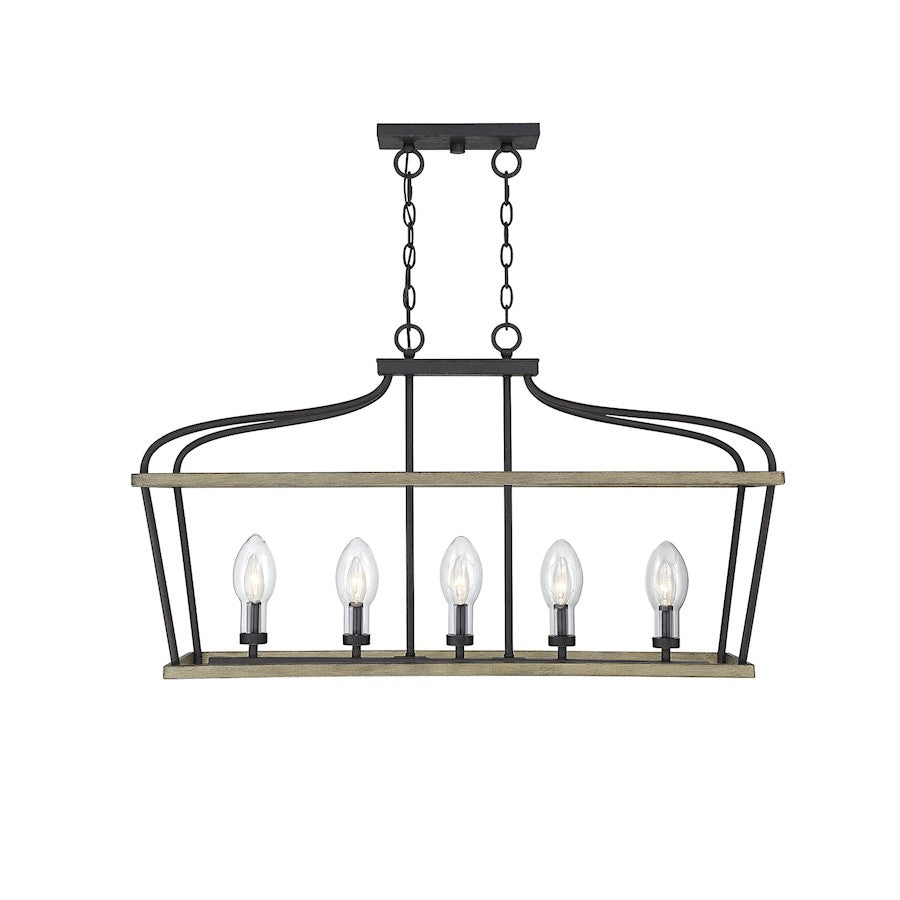 Savoy House Danbury 5 Light Outdoor Linear Chandelier, Weathervane