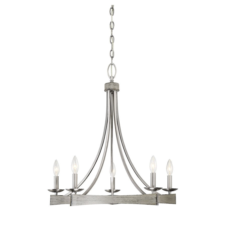 Savoy House Brookline 5 Light Chandelier, Pewter & Greywood