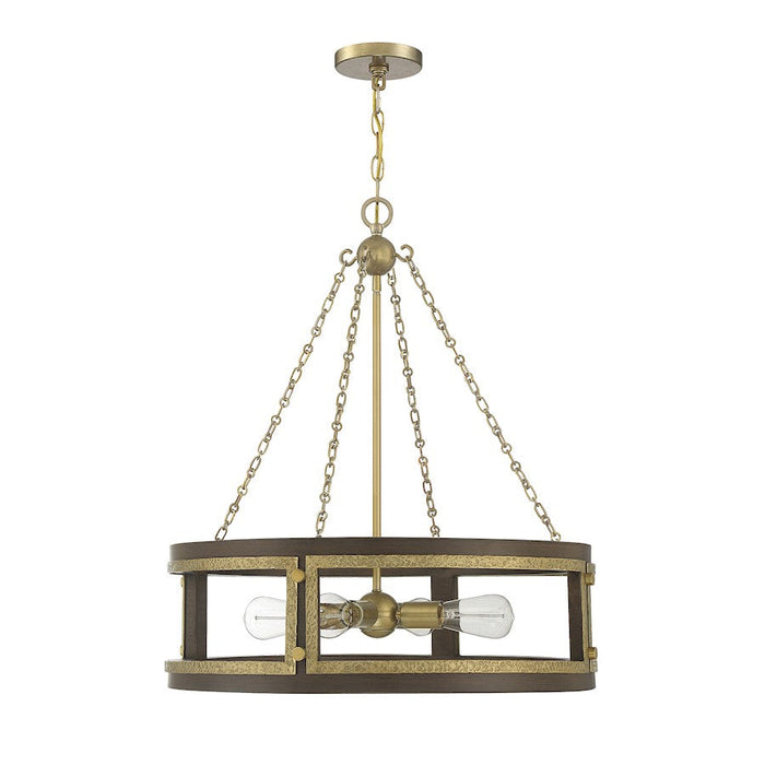 Savoy House Lakefield Pendant, Burnished Brass/Walnut