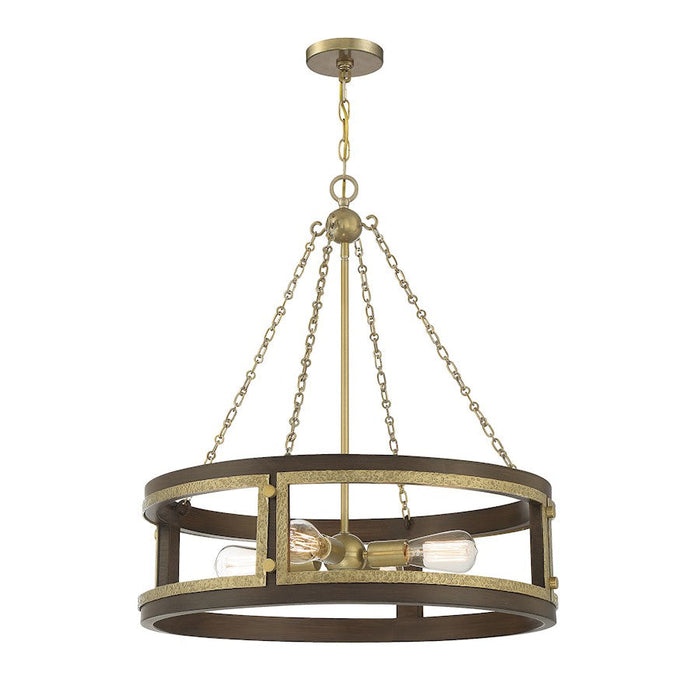 Savoy House Lakefield Pendant, Burnished Brass/Walnut