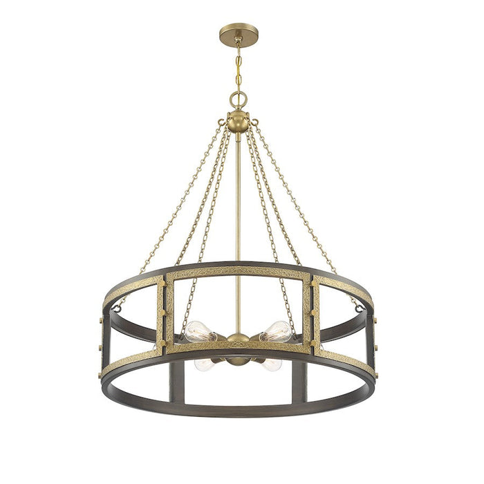 Savoy House Lakefield Pendant, Burnished Brass/Walnut