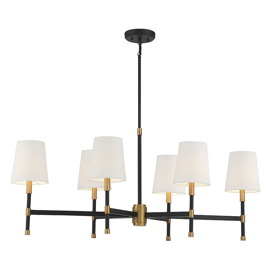 Savoy House Brody 6 Light Linear Chandelier, Black/Brass - 1-1631-6-143