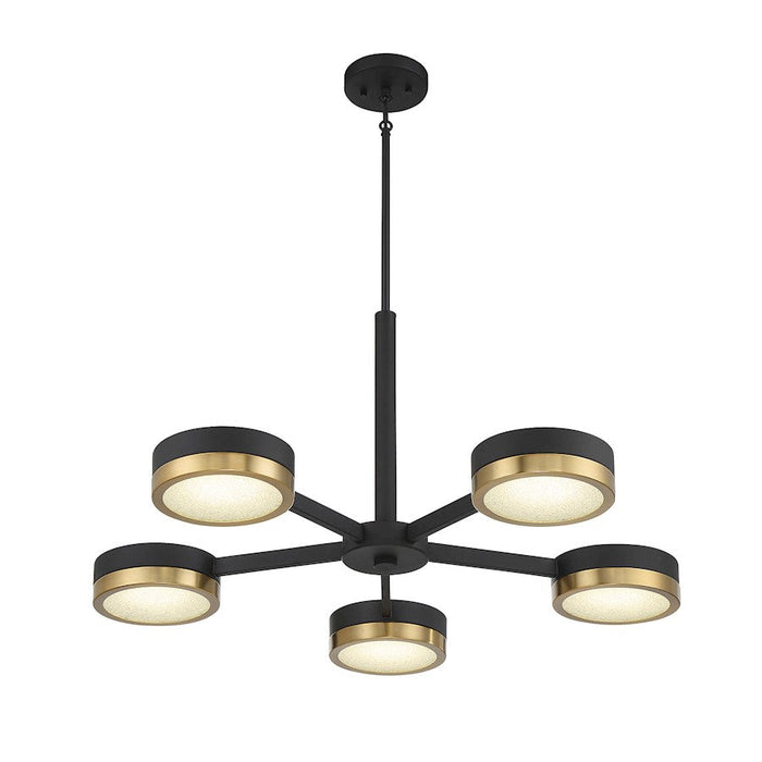 Savoy House Ashor 5 Light LED Chandelier, Black/Brass/Crystal