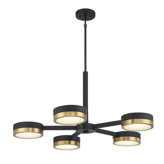 Savoy House Ashor 5 Light LED Chandelier, Black/Brass/Crystal