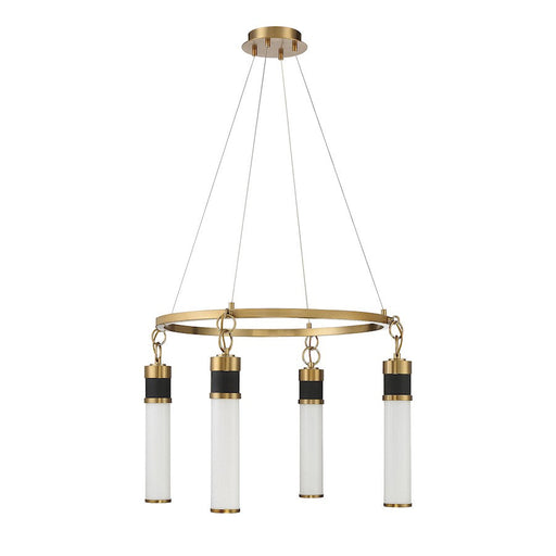 Savoy House Abel LED Chandelier, Black/Brass/White Opal