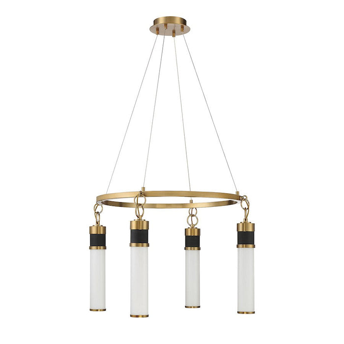 Savoy House Abel LED Chandelier, Black/Brass/White Opal