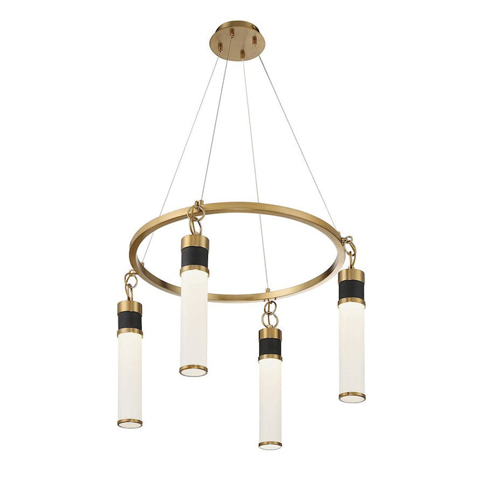 Savoy House Abel LED Chandelier, Black/Brass/White Opal
