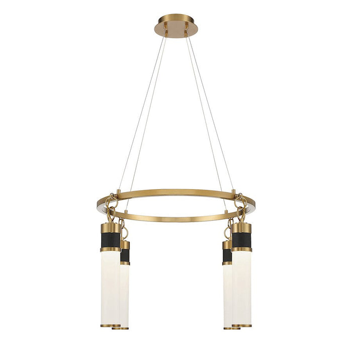 Savoy House Abel LED Chandelier, Black/Brass/White Opal