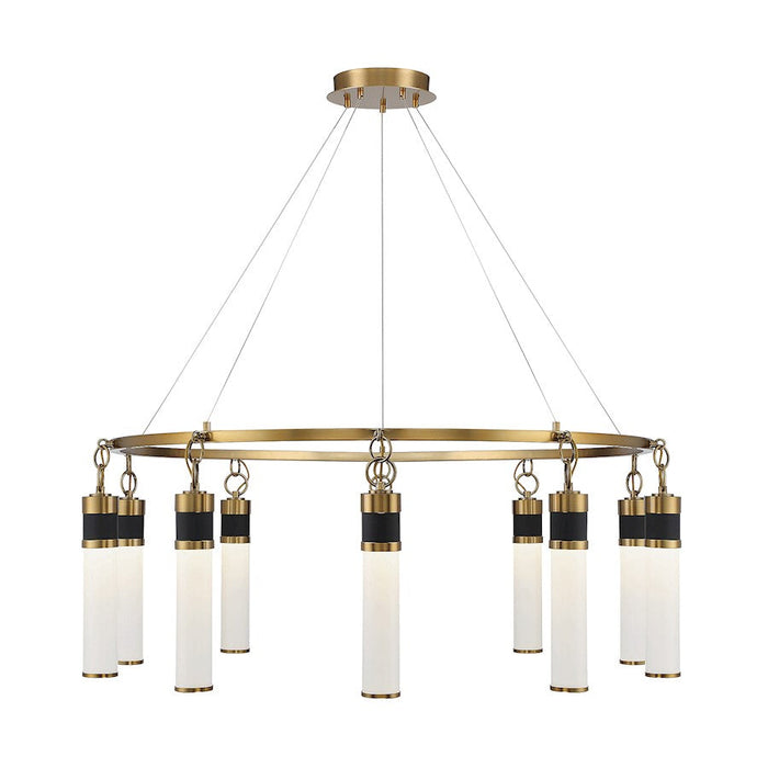 Savoy House Abel 10 Light LED Chandelier, Black/Brass/White Opal - 1-1642-10-143