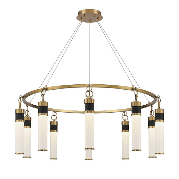 Savoy House Abel LED Chandelier, Black/Brass/White Opal