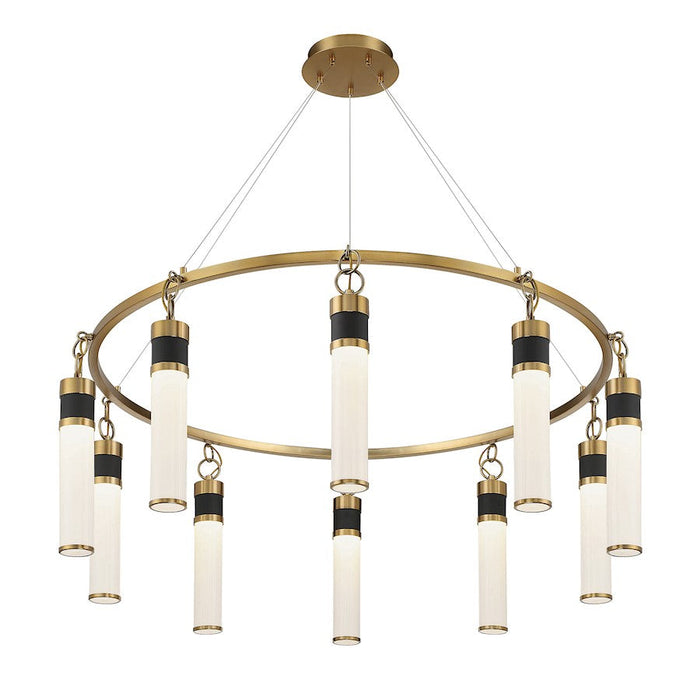 Savoy House Abel LED Chandelier, Black/Brass/White Opal
