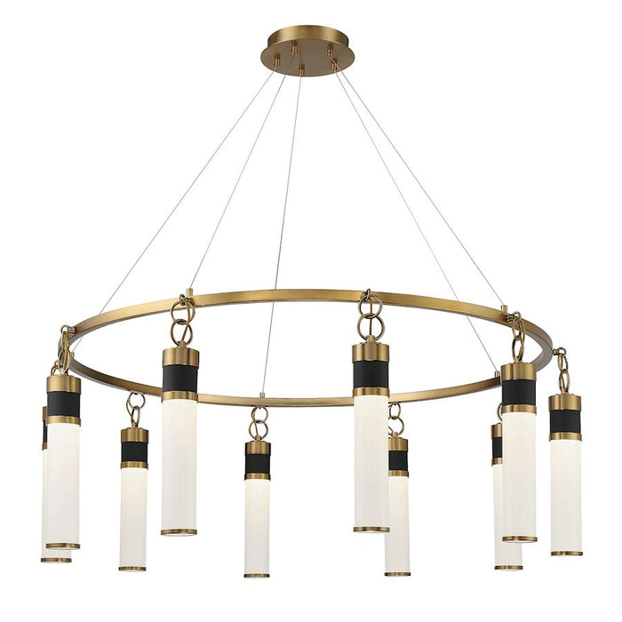 Savoy House Abel LED Chandelier, Black/Brass/White Opal