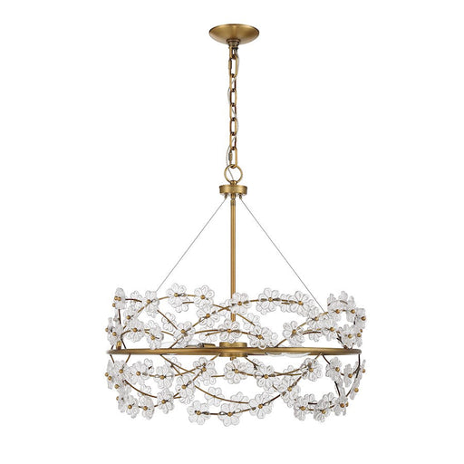 Savoy House Camille 5 Light Chandelier, Warm Brass/Clear Flowers